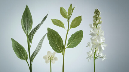 Fototapeta premium Three different types of flowers displayed on a clean white background for floral arrangement