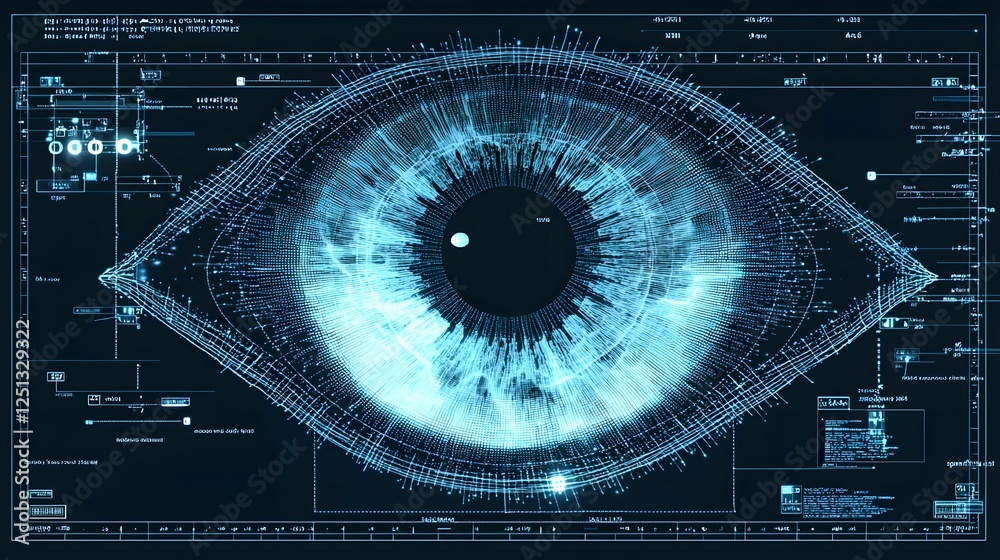 Poster detailed digital iris recognition process with advanced data visualization and analytical results fu