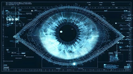 Detailed digital iris recognition process with advanced data visualization and analytical results  Futuristic biometric security technology for identity authentication and cybersecurity applications