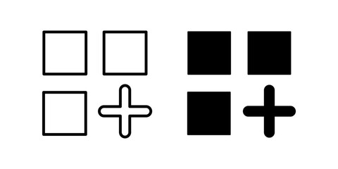 Obraz premium layout grid add Icon set. Symbol isolated white background. vector illustration. color editable.