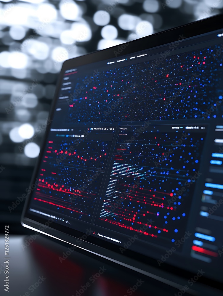 Leinwandbilder Futuristic cybersecurity dashboard image showcasing threat tracking and advanced technology concepts.