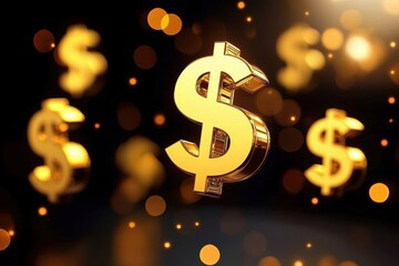 Cash down. Golden dollar signs floating against a shimmering background.