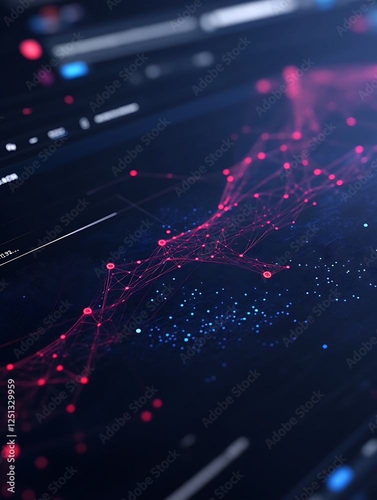 Leinwandbilder A futuristic cybersecurity dashboard visualizing threat tracking and data analytics for enhanced security monitoring.
