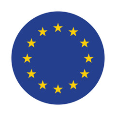 Flag of the European Union. European Union flag. Button flag icon. Standard color. Circle icon flag. Computer illustration. Digital illustration. Vector illustration.