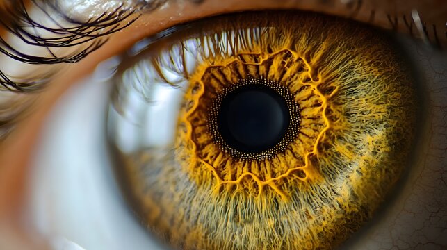 Detailed Iris Scanning with Augmented Reality Overlay of the Intricate Radial and Concentric Patterns and Textures of the Human Eye Iris