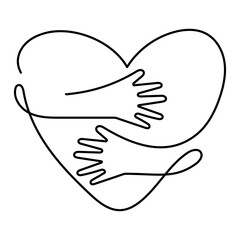 Heart Hug Continuous Line Icon. Circle Hug Monoline Icon. Abstract Embrace Line Art Icon. Editable Stroke.Abstract Embrace Line Art Icon.