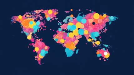 Fototapeta premium Global disease outbreak map flat design front view epidemiology theme illustration vivid. 