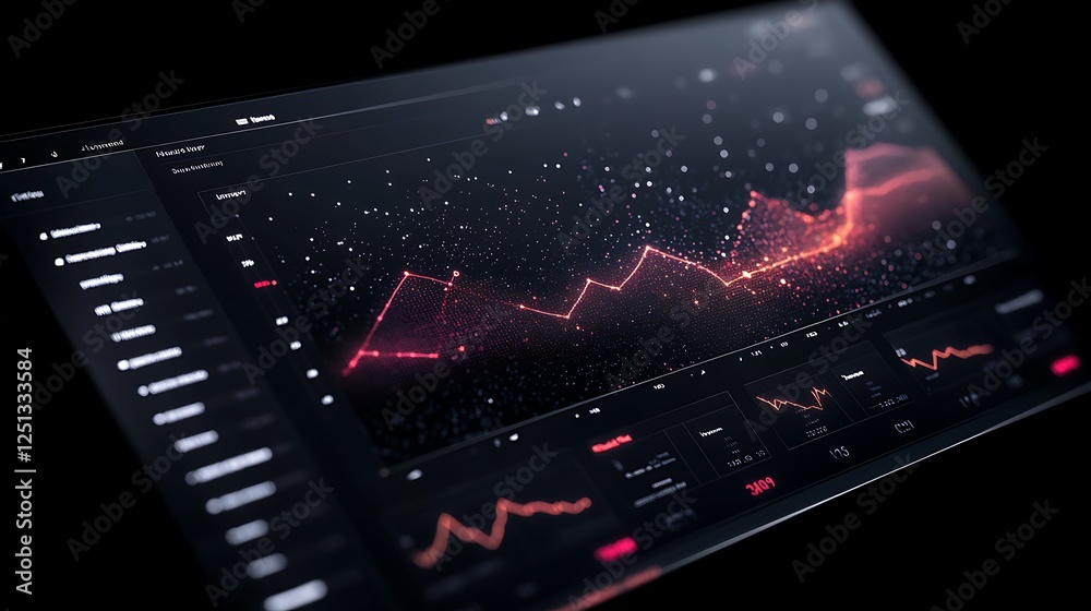 Poster Futuristic holographic dashboard design showcasing business concepts and data visualization.