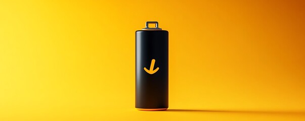 A battery emoji isolated on a bright yellow background.