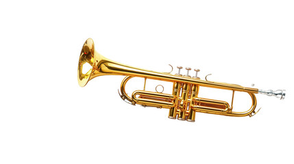 Obraz premium Cinco de Mayo PNG file of a trumpet surrounded by colorful confetti, representing mariachi music, isolated on white background