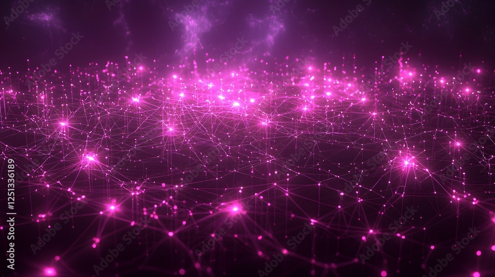 Poster vibrant 3d visualization of a futuristic network system showcasing a dazzling display of interconnec