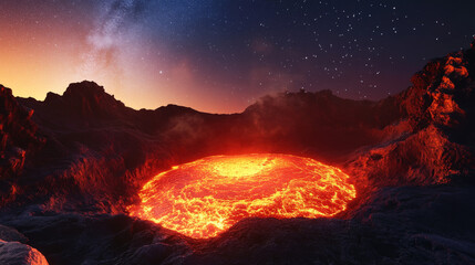 Fototapeta premium Molten Majesty: Glowing Lava Pool (Variant 1)