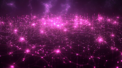 Obraz premium Vibrant 3D visualization of a futuristic network system showcasing a dazzling display of interconnected elements and pathways The abstract design features a cosmic