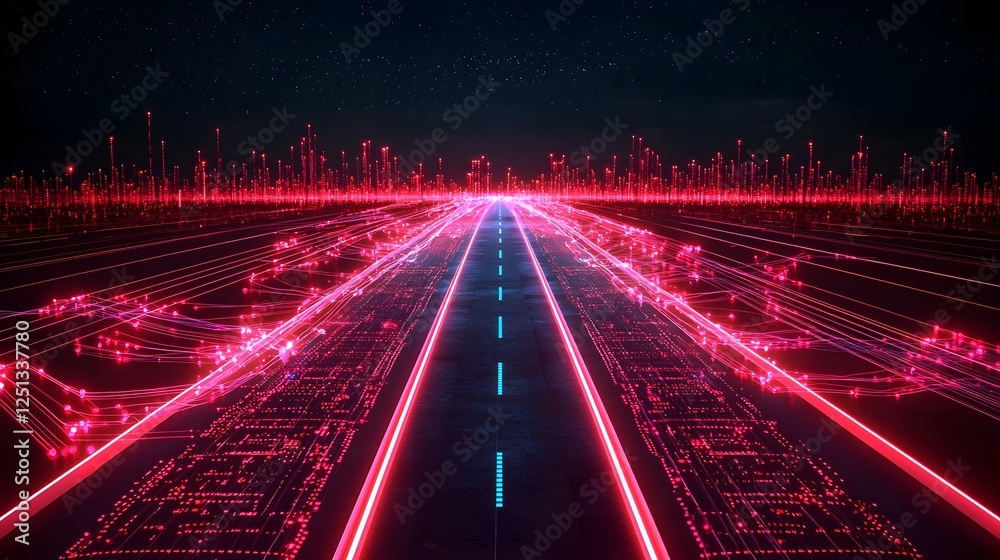 Aufkleber an abstract and futuristic visualization of a complex digital system concept featuring a network of 