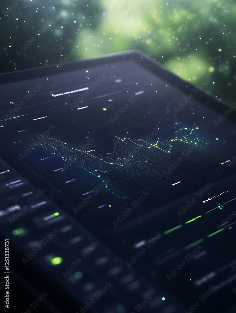Poster Futuristic dashboard design for tracking startup growth metrics and performance analysis.