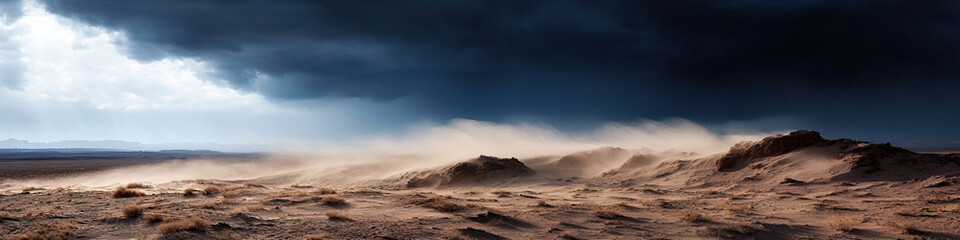 Desert Sand Dunes Under Stormy Sky