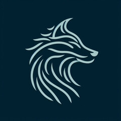 A Minimalist Vector Logo Using a Continuous Gold Line with Proud Wolf