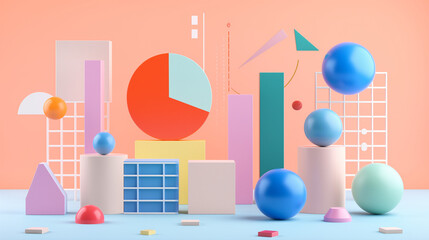 Fototapeta premium charts represent growth in data visualization 3d elements infographic template