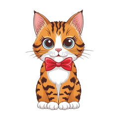 Obraz premium Happy Cute Cat Vector Style Design With White Background.