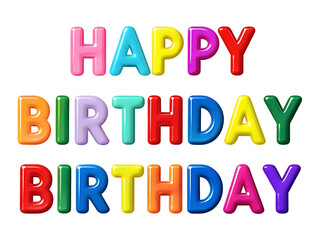 Colorful Happy Birthday Design on a Transparent Background