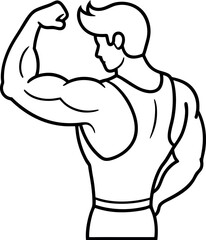 Stylized Bicep Curls Exercise Outline Vector – Perfect for Active Branding