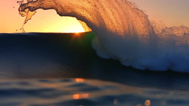 Sunrise Wave Sunrise Ocean Sunrise Through Wave
