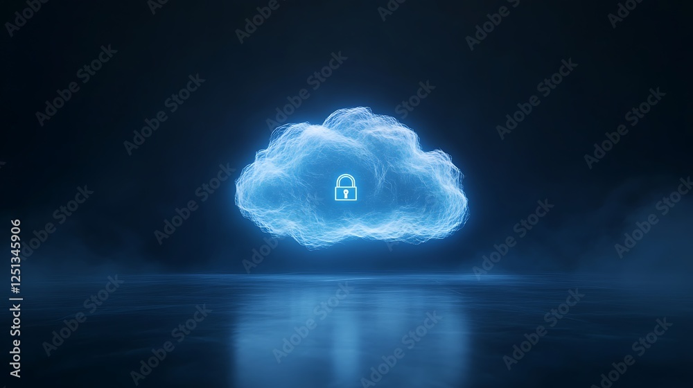 Aufkleber A blue cloud icon featuring a secure padlock, symbolizing safety and technology in a digital context.