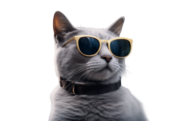 grey creative animal fantasy blank generative design looking wearing isolated sunglasses white star a space purple fashion background eye picture fun portrait galaxy funny cute cat pet ai face