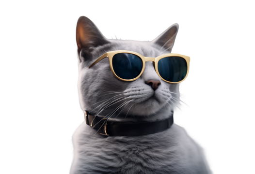 grey creative animal fantasy blank generative design looking wearing isolated sunglasses white star a space purple fashion background eye picture fun portrait galaxy funny cute cat pet ai face