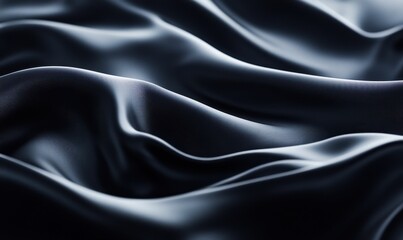 Fototapeta premium Dark blue silk fabric, draped, textured background, luxury concept