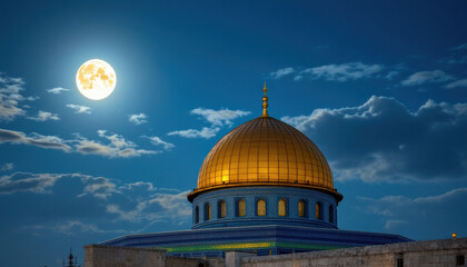 Obraz premium Dome of the Rock under a Full Moon