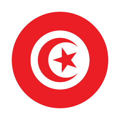 Flag of Tunisia. Tunisia circle flag logo icon computer vector illustration design