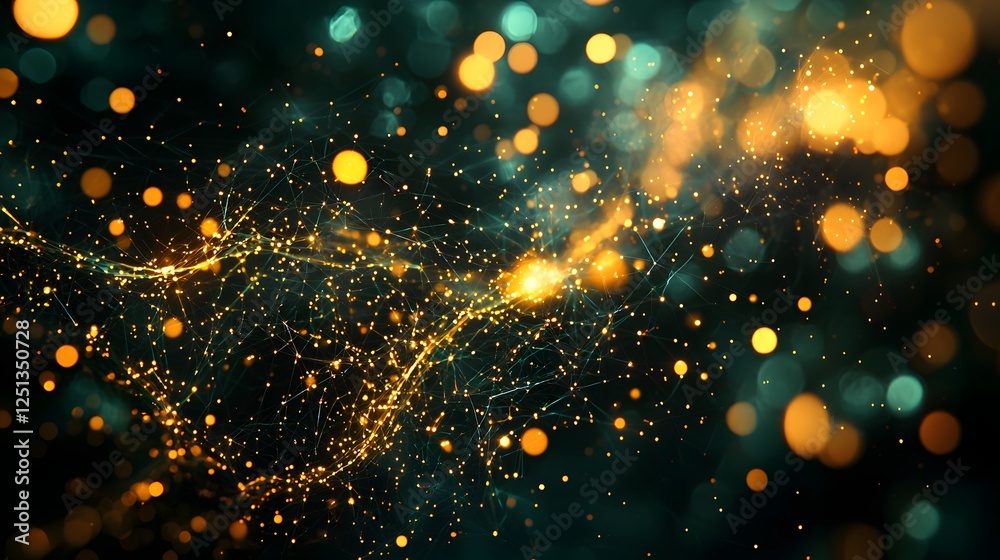 Poster futuristic brain network with flowing data streams and interconnected neural sparks vibrant digital 