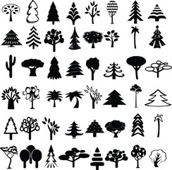 Elegant Black Trees Vectors for Designs, Illustrations, Logos, and Nature-Inspired Graphics