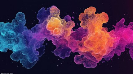 Obraz premium Microscopic virus structure illustration flat design side view biotechnology theme water color Complementary Color Scheme.