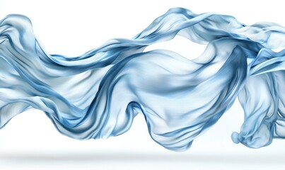 Obraz premium Flowing blue fabric, abstract design, white background, elegant texture, website design