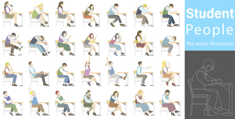 Flat vector illustration of school students