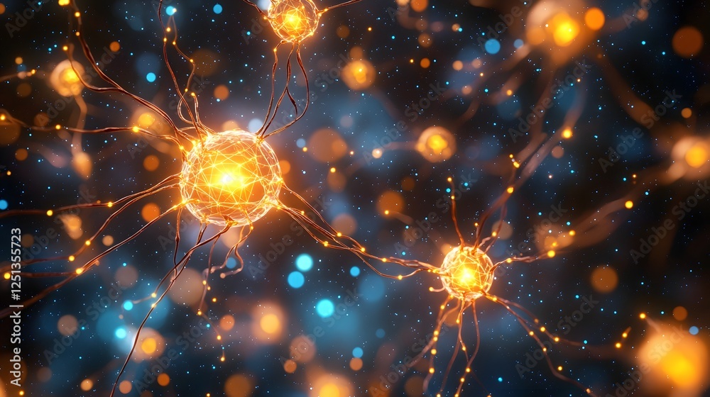 Poster glowing neural network pathways representing the complex structure and interconnected nature of an i