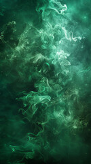 Green smoke on a black background, forming a green color smoke cloud in dark space, creating a dark abstract fog background with green liquid water underwater.