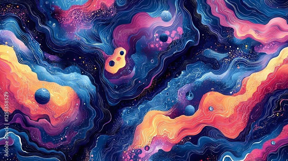 Poster mesmerizing digital creativity concept with unique patterns and visionary designs vibrant fluid and 