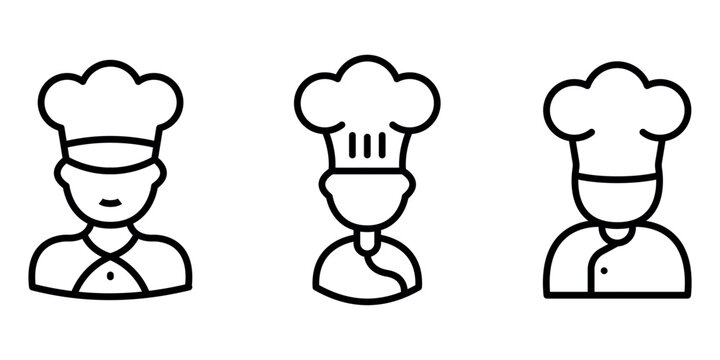 chef outline or line icon design bundle.