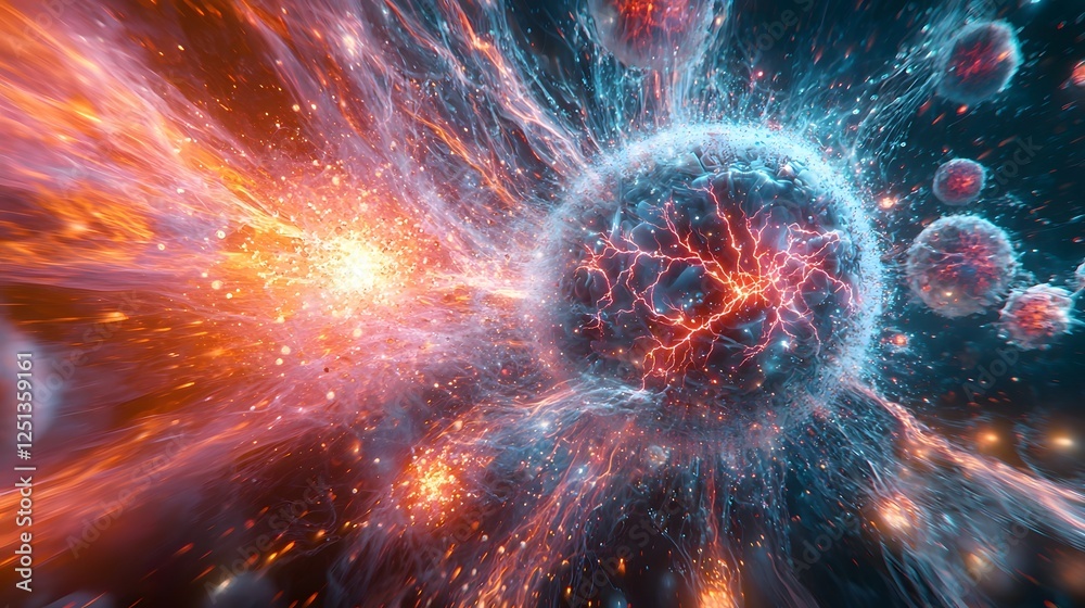 Poster a captivating visualization of the futuristic power and creative potential of intelligence represent