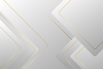 luxury white grey Rounded rectangle shape background with gold line. Abstract geometry background with modern and elegant concept. 