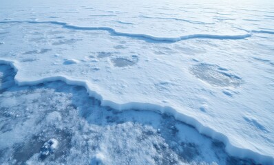 Expansive ice formations on a frozen surface