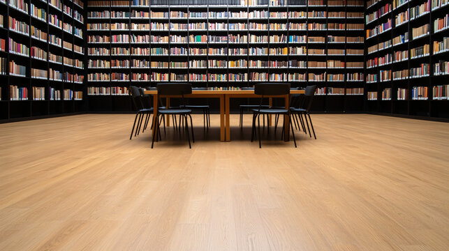 Studying in a modern library urban environment interior design spacious viewpoint