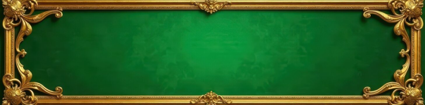Elegant gold & green royal frame, ornate design,  border,  design,  metallic
