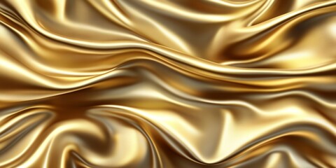 Fototapeta premium Flowing Golden Fabric Elegant, Golden Drapery Texture with Smooth Strokes and Rich Yellow Tones