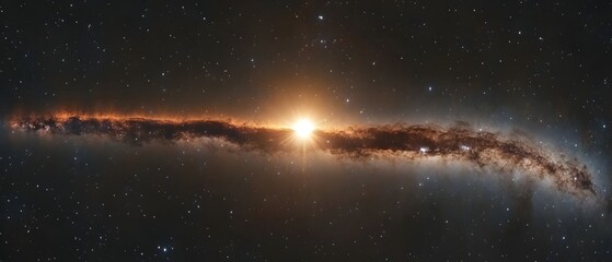 Stunning cosmic panorama of a galaxy with a bright central light in a starry universe