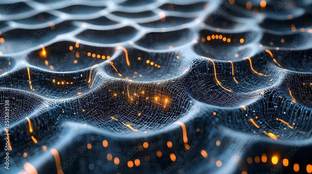 Poster futuristic neural connections and glowing data flow abstract digital concept of intelligence produci