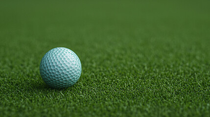 Obraz premium Golf ball on lush green grass outdoor sports scene close-up view for enthusiasts